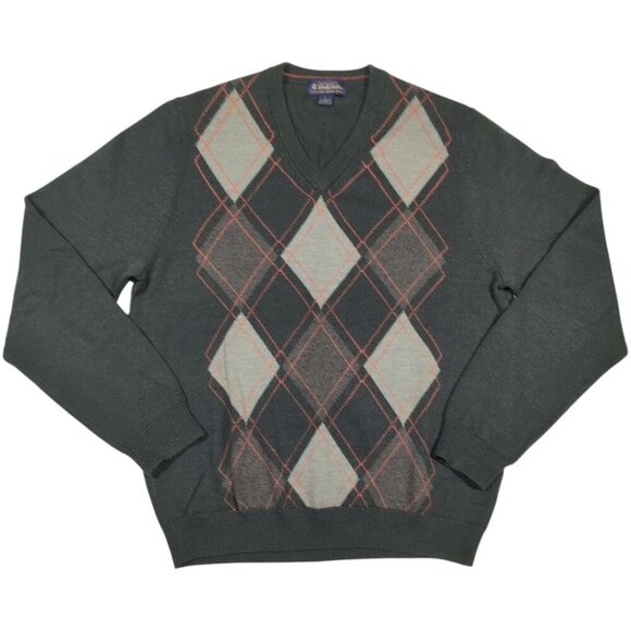 Brooks Brothers Argyle Sweater Mens Large Academia Preppy 100% Merino Wool - Picture 1 of 8